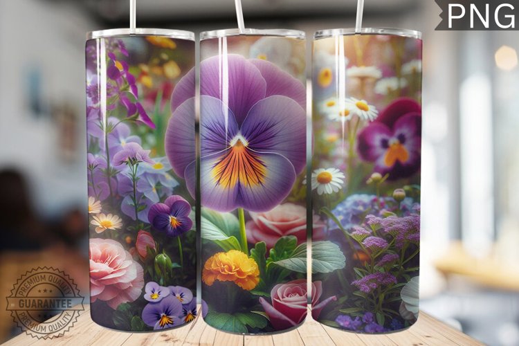 Pansy Flower Tumbler Wrap - Tumbler Design example image 1