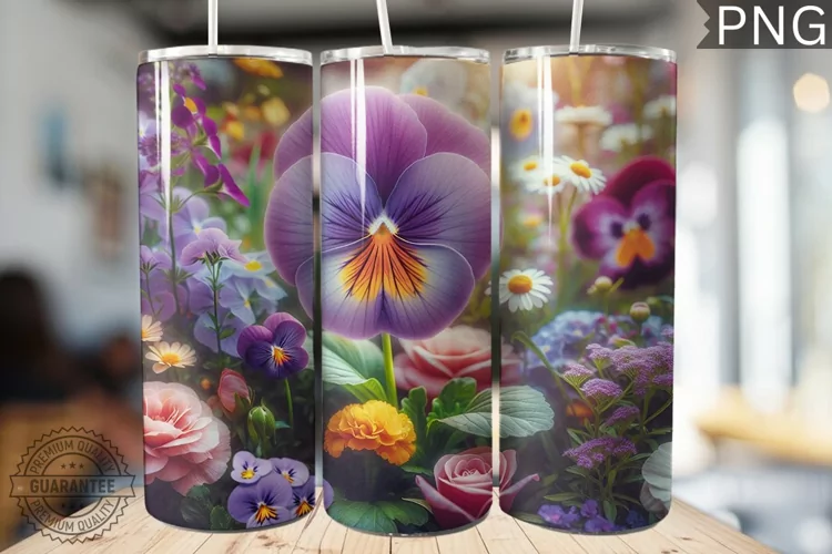 Pansy Flower Tumbler Wrap - Tumbler Design