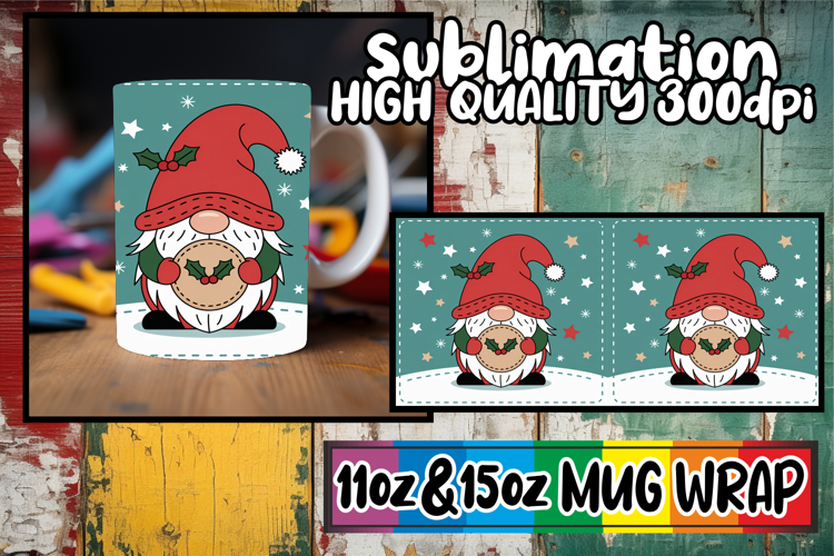 Vibrant afternoons 11oz 15oz sublimation wrap, Gnomes