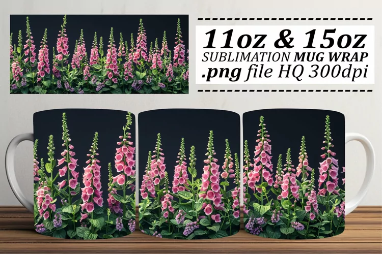 Elegant Spring Flowers Mug Wrap - Pattern 11oz 15oz