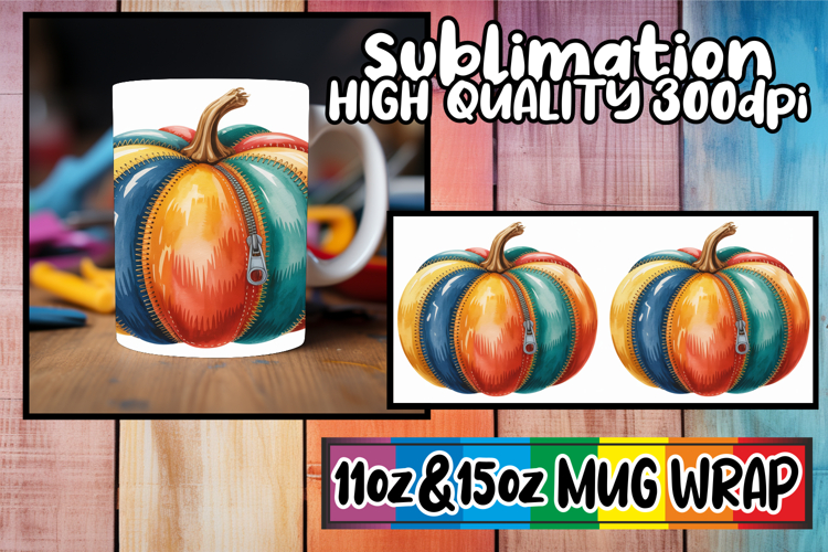 Bright love 11oz 15oz sublimation wrap, Pumpkin Watercolor