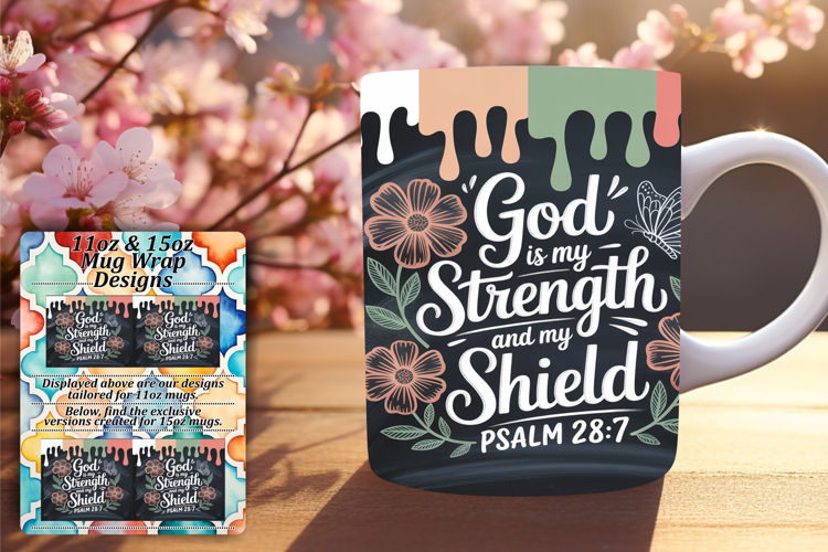 Graceful 11oz Mug Wrap Png Template , Christian