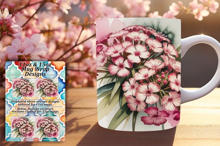 Fun 11oz Mug Wrap Png Design , Flowers