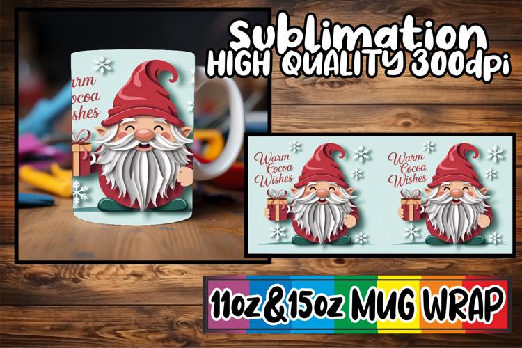 Vibrant souls sublimation print wrap, Holiday Gnome