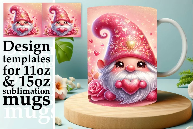Sweet Gnome Art on Sublimation Mugs
