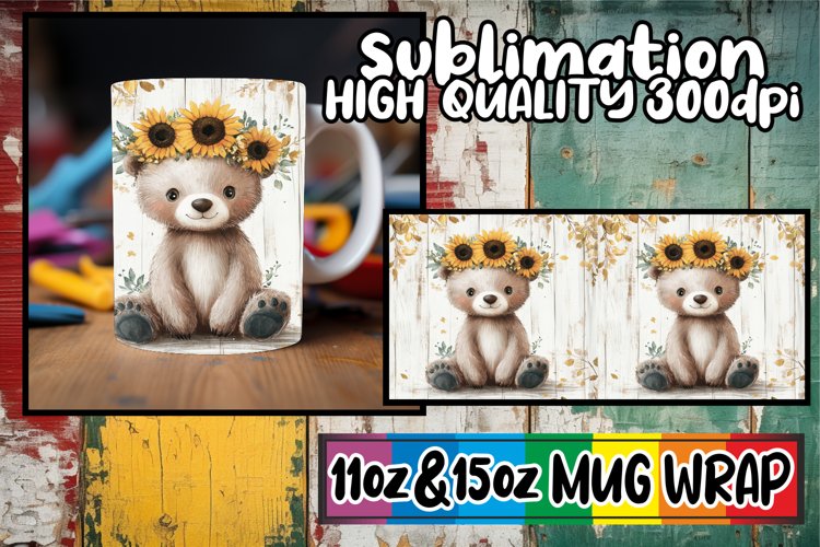 Spring Animal Mug Wrap | Watercolor Flowers 11oz 15oz