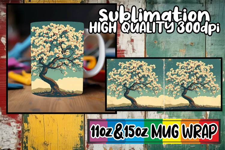 Vibrant Spring Trees for Mug Sublimation