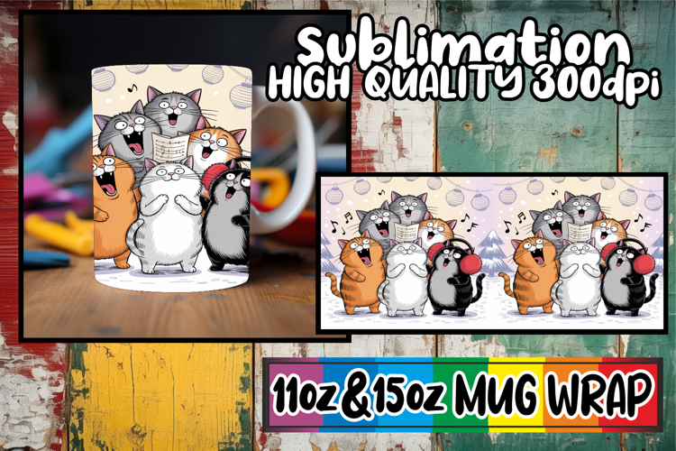 Dreamy skies 11oz 15oz mug wrap, Funny Cat