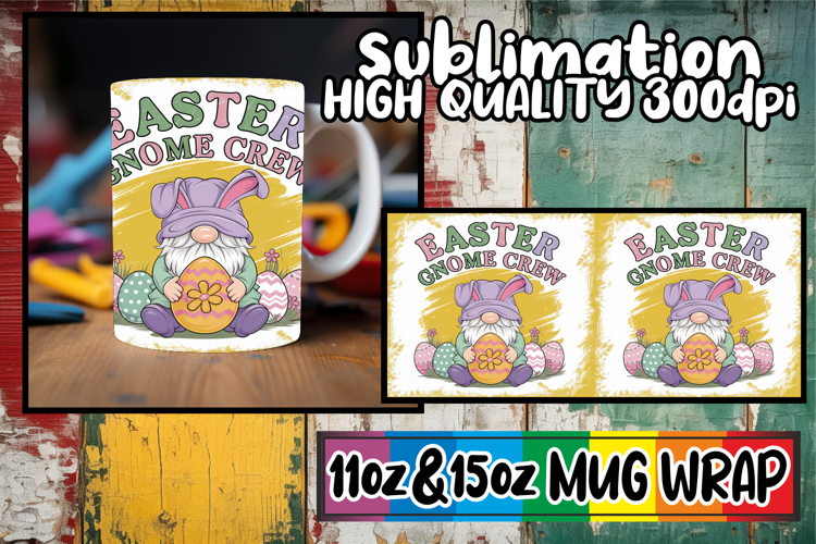 Blissful nights sublimation print wrap, Easter Gnome
