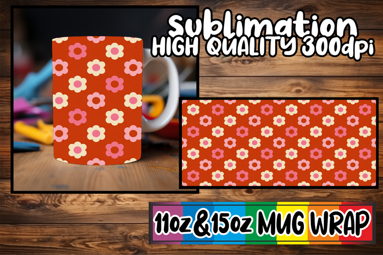 Happy hearts 11oz 15oz sublimation wrap, Valentines Pattern