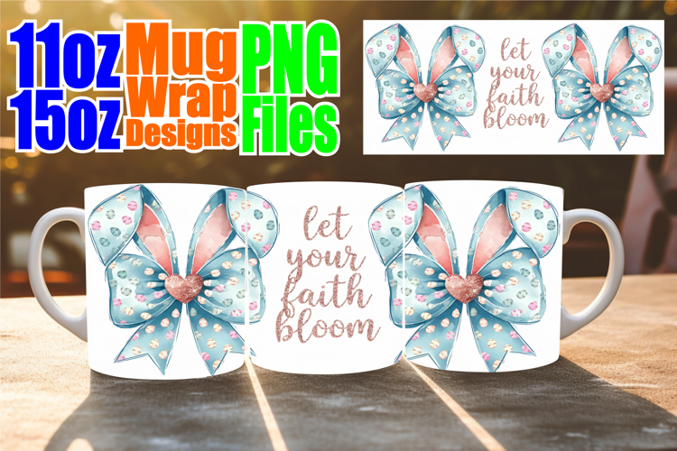 Bright journeys sublimation mug wrap, Easter Bow