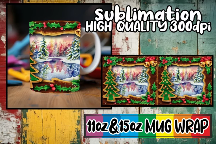 Bright adventures 11oz 15oz mug wrap, Christmas