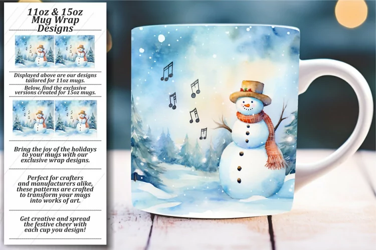Xmas Mug Wrap Magic: Snowman Serenity