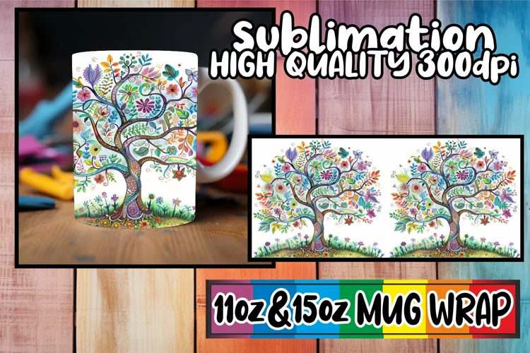 Blossom Bliss Mug Sublimation Wrap - Spring Design