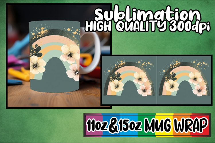 Amazing vibes sublimation 11oz 15oz mug wrap, Flower