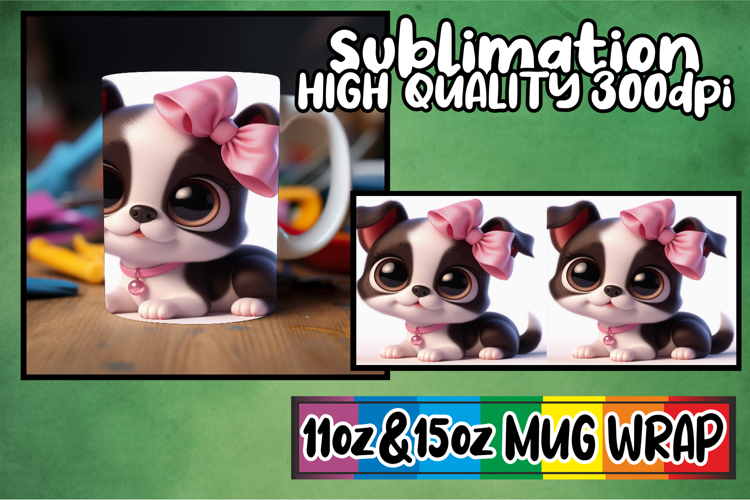 Beautiful day sublimation 11oz 15oz mug wrap, 3D Dog