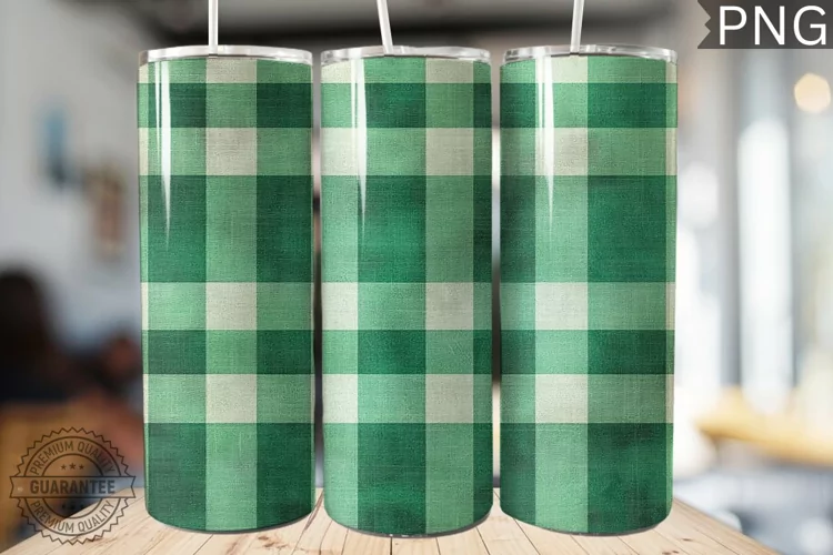 Green Plaid Tumbler Wrap - High Quality 300 Dpi