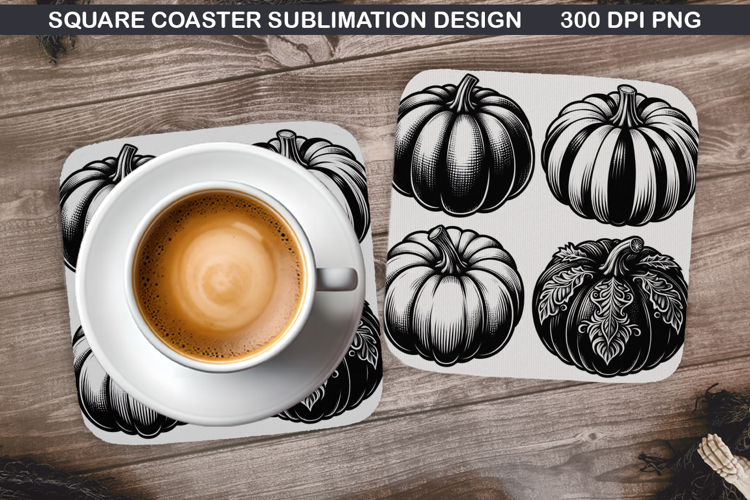 Pumpkin Coaster Sublimation, Halloween Coaster PNG Design