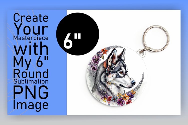 Colorful Dog Illustration Sublimation Circle Keychain