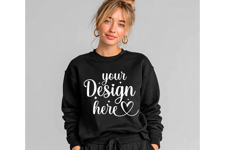 Gildan 18000 Black mockup, Gildan blank mockup