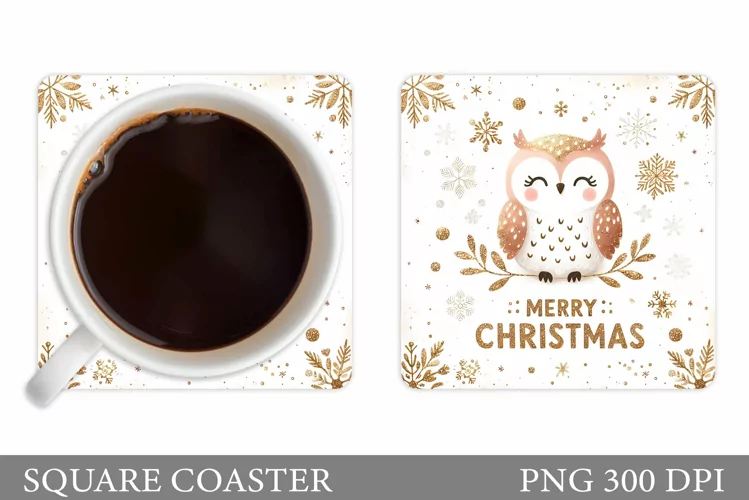 Christmas Owl Coaster Design. Christmas Coaster Sublimation