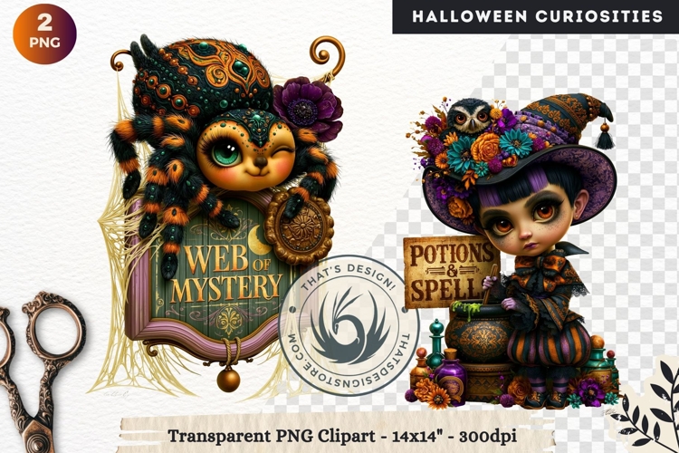 Surreal Halloween Character Cliparts Spooky Curiosities