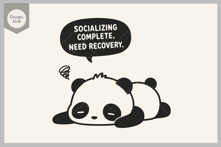 Funny Tired Panda SVG, Exhausted Panda Cut File