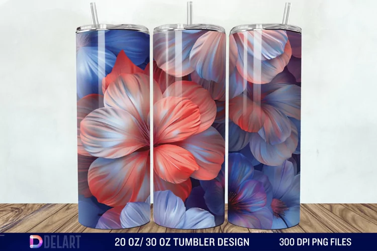 3D Painted Flower Tumbler Wrap