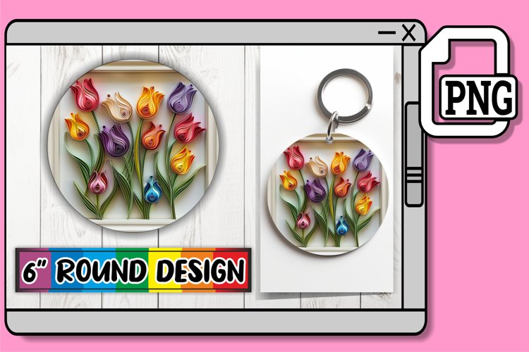 3D Blooming Circle Keychain Design Spring Sublimation example image 1