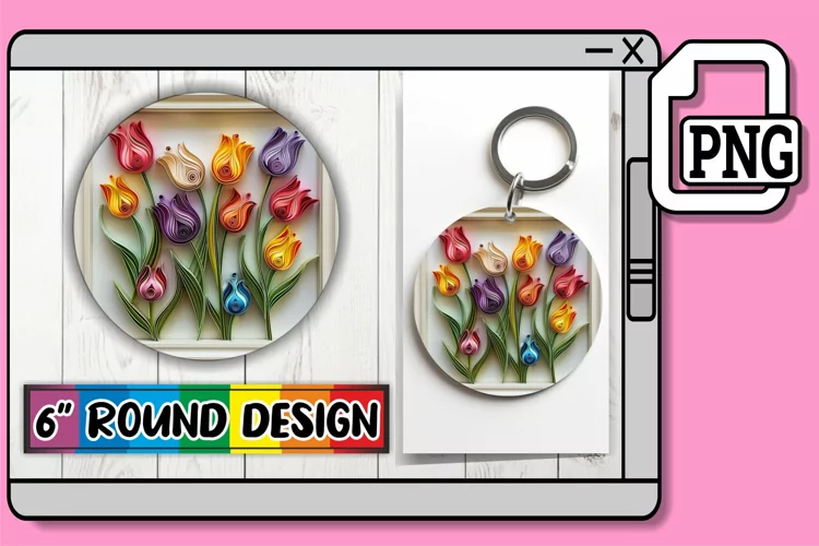 3D Blooming Circle Keychain Design Spring Sublimation