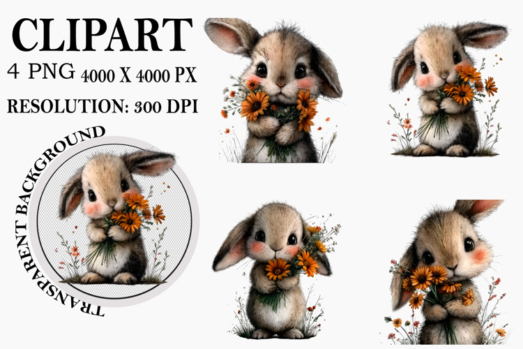 Whimsical Sunflower Animals Clipart Watercolor PNG