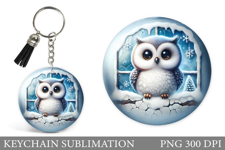 Christmas Owl Keychain. Christmas Keychain Design example image 1
