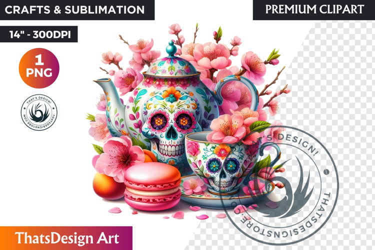 Pastel Floral Day of the Dead Clipart PNG,sugar skull design