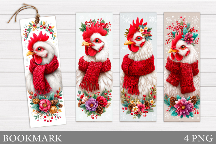 Christmas Chicken Bookmark. Christmas Bookmark Printable
