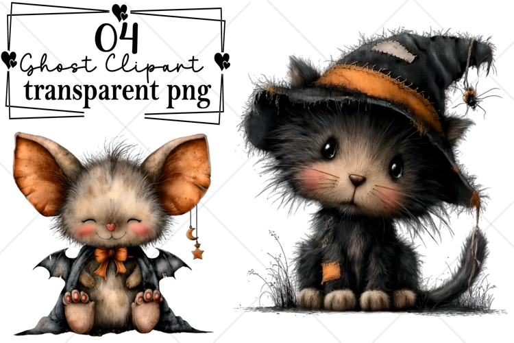 Whimsical Halloween Ghost Clipart Watercolor PNG