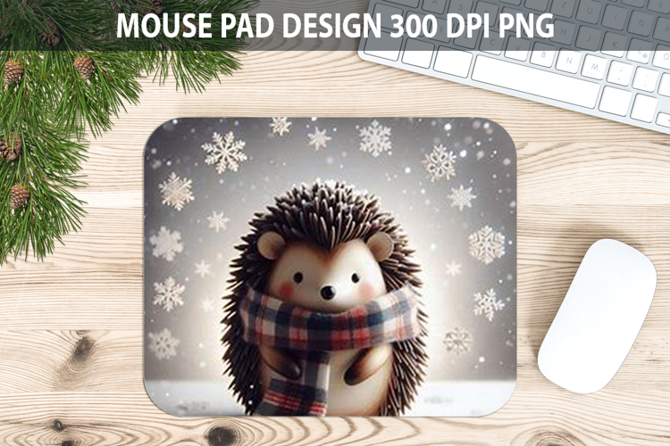 Christmas Hedgehog Pad Sublimation - Animal PNG Design