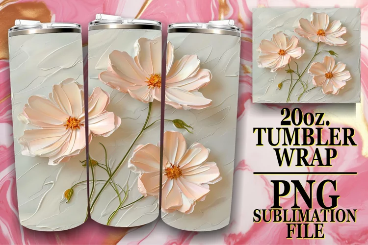 White Blossom Beauty: 3D Tumbler Sublimation