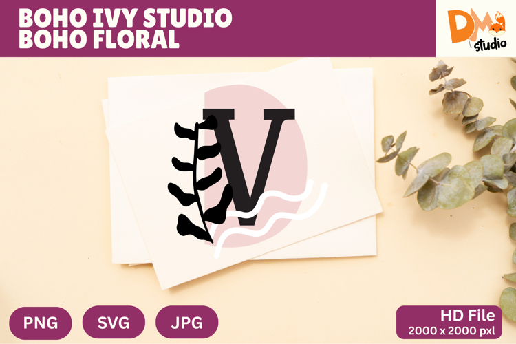 Boho Ivy Studio Boho Floral Monogram