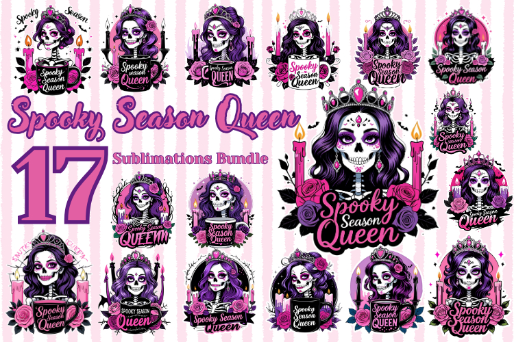 Spooky Season Queen Halloween Sublimation, Pink Halloween
