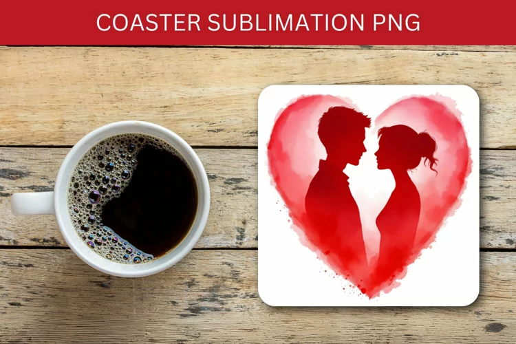 valentine square coaster - couple heart