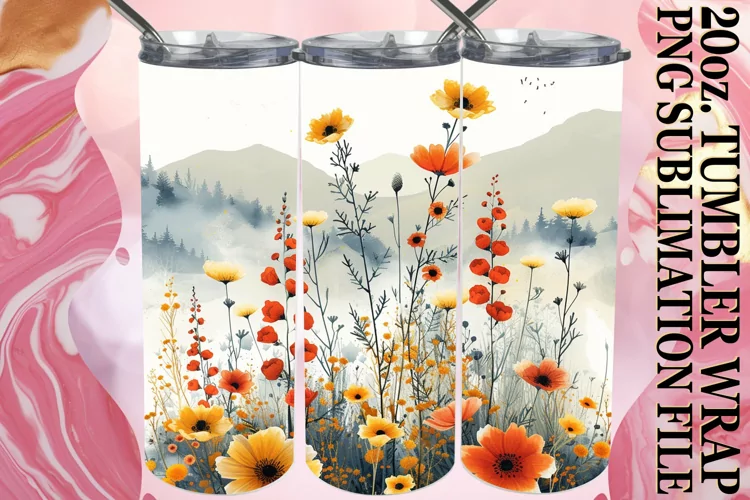 Springtime Flower Pattern Tumbler Wrap