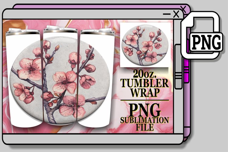 Fresh Blooms Denim Tumbler Sublimation 20oz example image 1