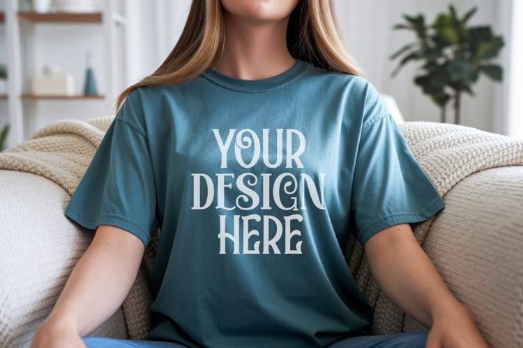 Blue Spruce Comfort Colors 1717 T-shirt Mockups,1717 Mockups