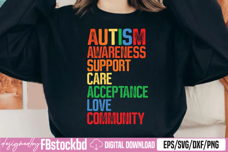 Autism Support, Care, Acceptance, Love, Community SVG