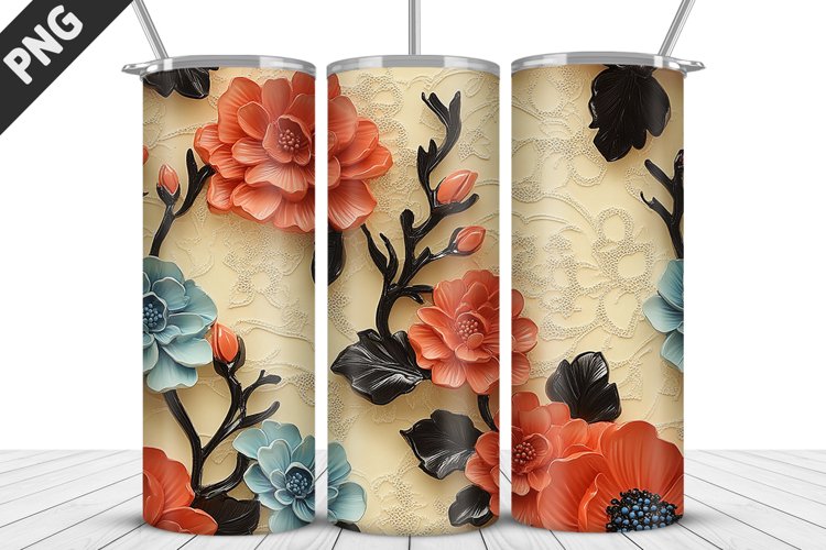 Flowers Tumbler Wrap | Sublimation Design | Tumble PNG
