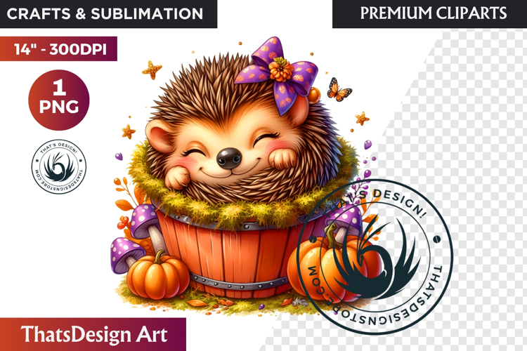 Autumn Cute animal in a bucket clipart Pumpkin thanksgiving