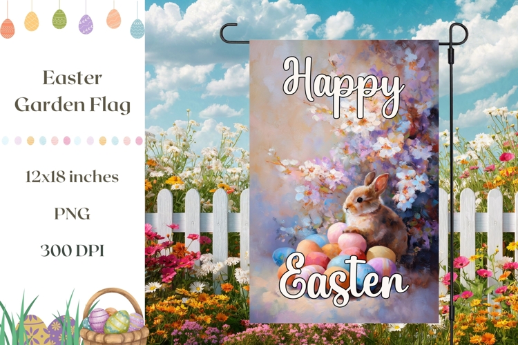 Happy Easter Garden Flag, Floral Garden Flag Print
