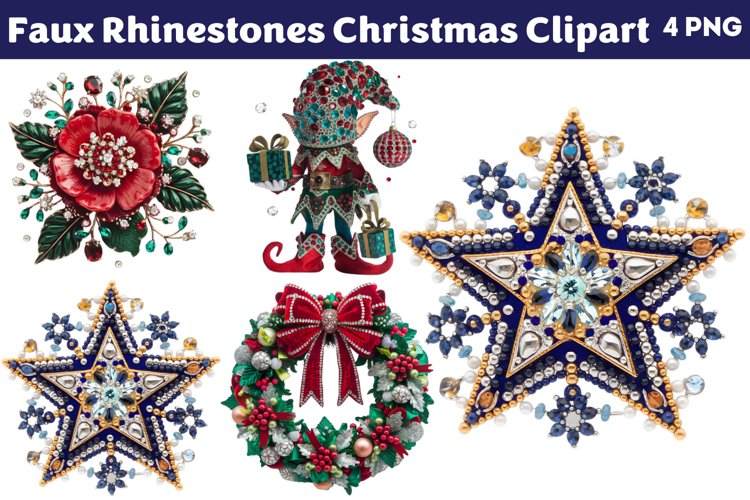 Faux Rhinestones Christmas Sublimation PNG example image 1