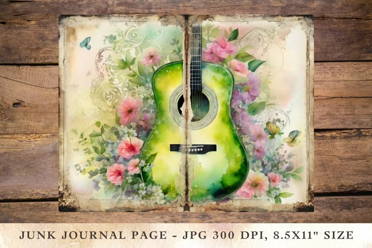 Printable Junk Journal Pages guitar 1