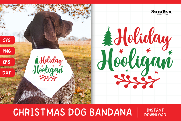 Christmas Dog Bandana Quotes SVG | Holiday Hooligan